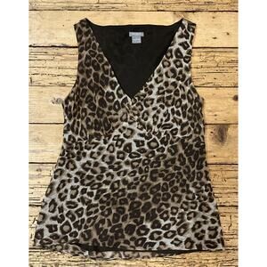 ANN TAYLOR Womens Size 6 Leopard Print Sleeveless Blouse